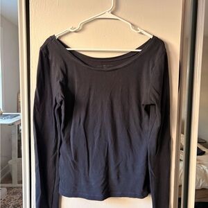 Brandy Melville Black Long Sleeve Boatneck Top